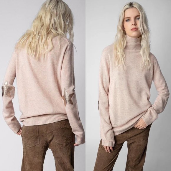 Zaig & voltaire ginni WS star patch 100% cashmere turtle neck sweater - Picture 1 of 9